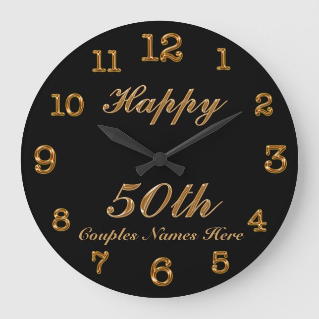 PERSONALIZED 50th Anniversary Clock Change Black (Front)