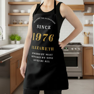 Personalized 50th Birthday 1976 Black & Gold Apron