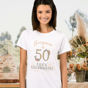 Personalized 50th Birthday Boho Autumn Leaves  T-Shirt