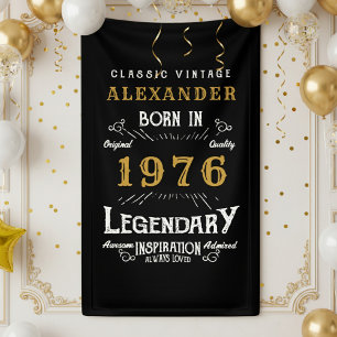 Personalized 50th Birthday Born 1976 Retro Party Banner