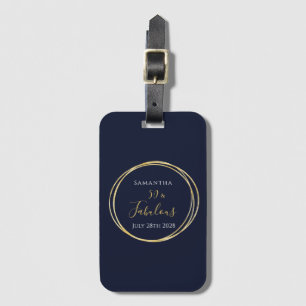 Personalized 50th Birthday Navy Gold Luggage Tag