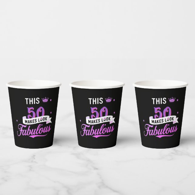 Personalized 50th Birthday Paper Cups for Her (Multi)