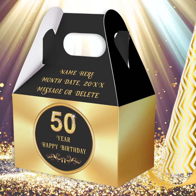 Personalized 50th Birthday Party Favors, Birthday Favour Box (50th birthday party bags. 50th Birthday Party Favors. 50th birthday table decor. 50th birthday ideas)