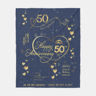 Personalized 50th Wedding Anniversary Milestone  Fleece Blanket