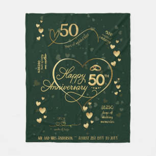 Personalized 50th Wedding Anniversary Milestone Fleece Blanket