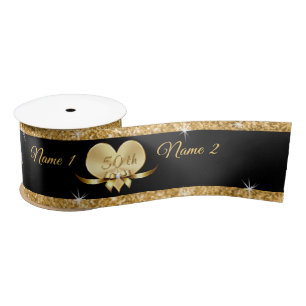 Personalized 50th Wedding Anniversary Ribbon Satin Ribbon