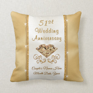 Personalized 51st Wedding Anniversary Gift. Pillow