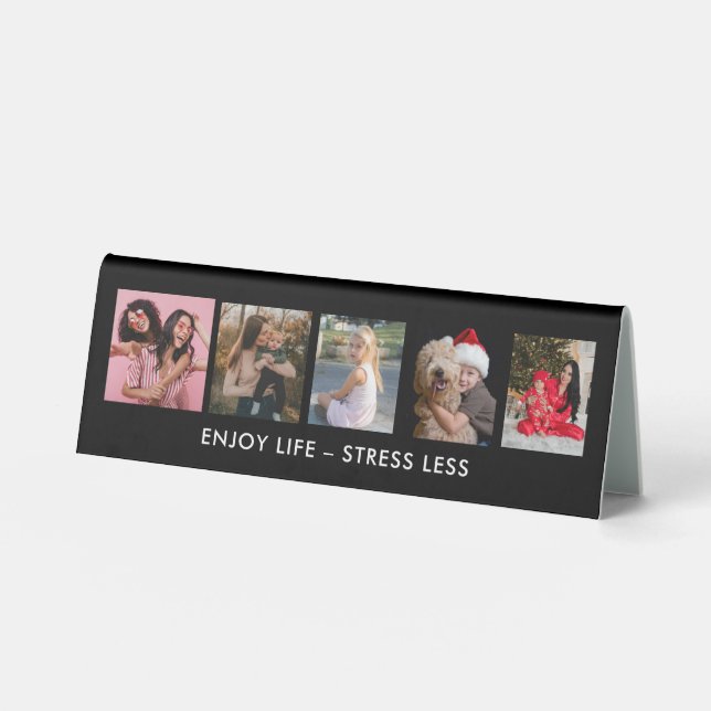 Personalized 5 Photo Quote Desk Sign (Front)