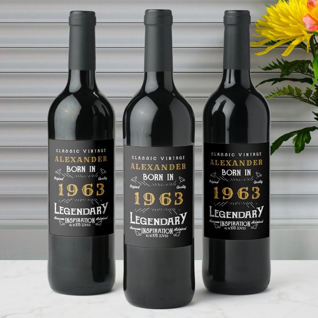 Personalized 60th Birthday 1963 Add Name Legendary Wine Label (Creator Uploaded)