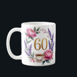 Personalized 60th Birthday Floral Mug for Grandma<br><div class="desc">Celebrate a special milestone with this elegant 60th birthday mug for Grandma. Featuring a delicate floral wreath with soft pink blooms, lavender accents, and a vintage teacup illustration, this design feels both timeless and heartfelt. The back of the mug can be personalized with her name, “Sixtieth Birthday, ” and a...</div>
