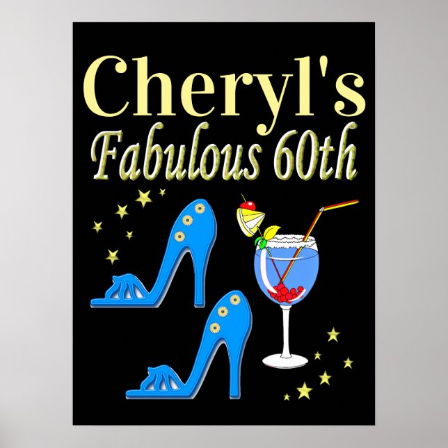 PERSONALIZED 60TH BIRTHDAY PARTY GIRL POSTER (Front)