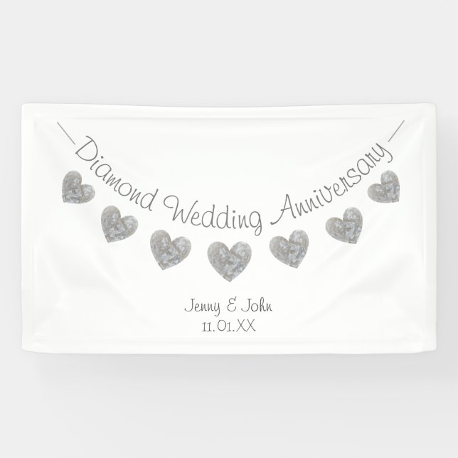 Personalized 60th Diamond Wedding Anniversary Banner (Horizontal)