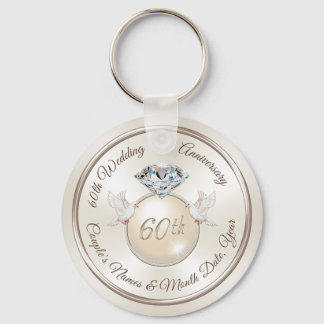 Personalized 60th Wedding Anniversary Party Favors Key Ring