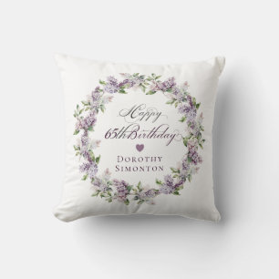 Personalized 65th Birthday Gift Purple Lilac Cushion