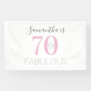 Personalized 70 and fabulous Modern Pink Birthday Banner