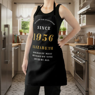 Personalized 70th Birthday 1956 Black & Gold Apron