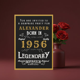 Personalized 70th Birthday 1956 Black Gold Legend Invitation