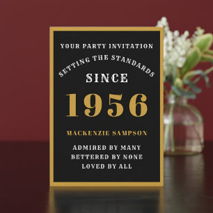 Personalized 70th Birthday 1956 Elegant Black Gold Invitation