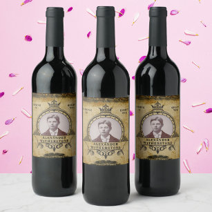 Personalized 70th Birthday Vintage Photo Template Wine Label