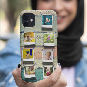 Personalized 7 Photo Collage Vintage Wood Planks Case-Mate iPhone 14 Plus Case