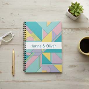 Personalized 80s Memphis Style Geometric Notebook 