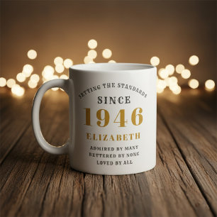 Personalized 80th Birthday 1946 Add Name Elegant Coffee Mug