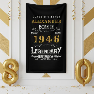 Personalized 80th Birthday Born 1946 Retro Party Banner