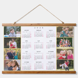 Personalized 8 Photo Collage 2026 Family Calendar Hanging Tapestry