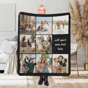 Personalized 8 Photo Collage Sherpa Blanket