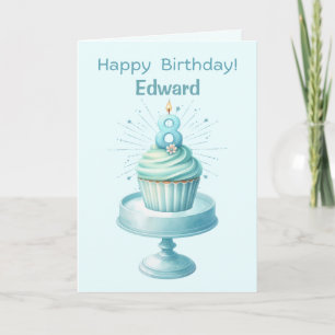 Personalized 8th Birthday Cupcake Card
