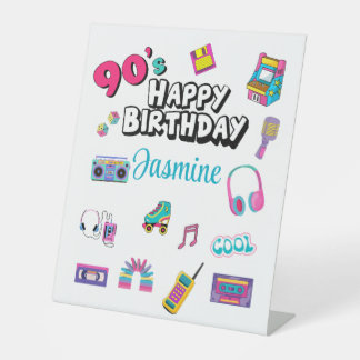 Personalized 90’s Themed Happy Birthday Table Sign