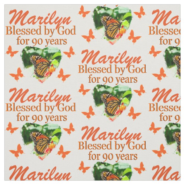 PERSONALIZED 90TH BIRTHDAY BUTTERFLY FABRIC (Swatch)