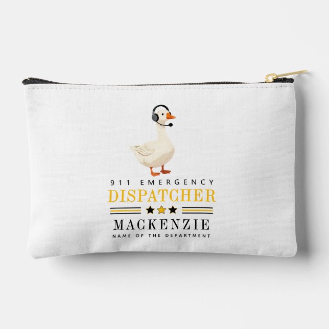 Personalized 911 Dispatcher Goose With Headset Accessory Pouch (Back)