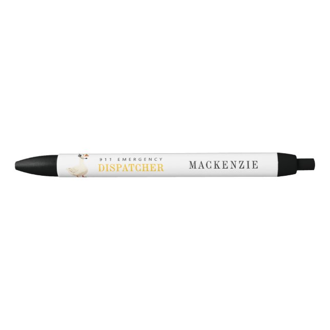 Personalized 911 Dispatcher Goose With Headset Black Ink Pen (Front)