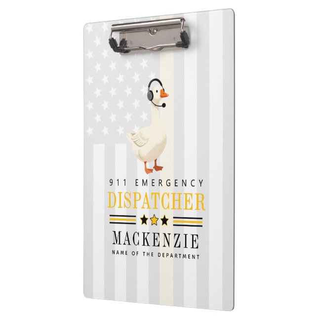 Personalized 911 Dispatcher Goose With Headset Clipboard (Left)