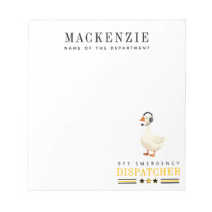 Personalized 911 Dispatcher Goose With Headset Notepad