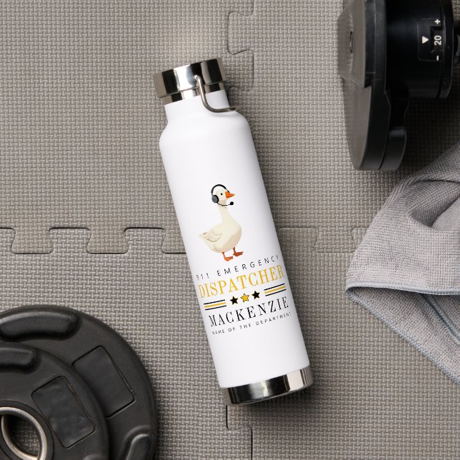 Personalized 911 Dispatcher Goose With Headset Water Bottle (Gym (Rotated))