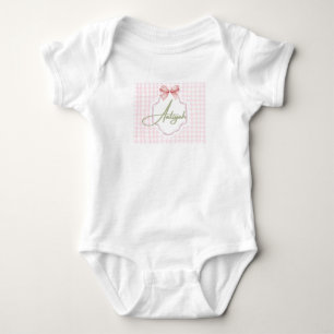Personalized Aaliyah Baby Girl Nursery Bow&Gingham Bodysuit