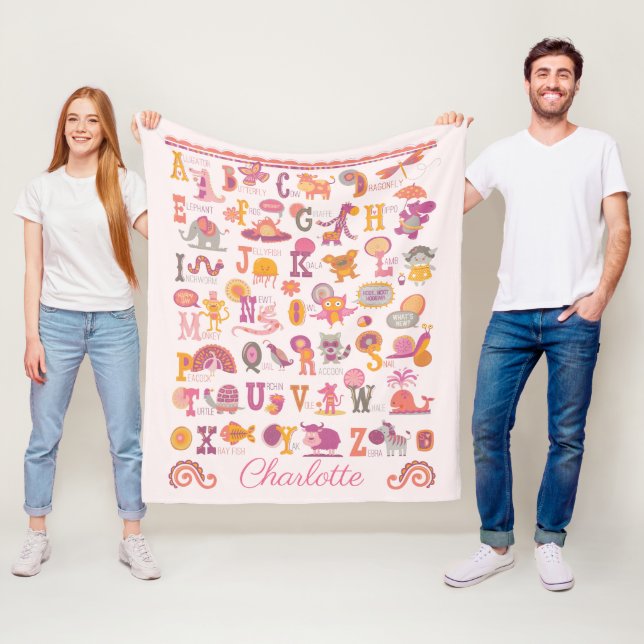 Personalized ABC Animal Fleece Blanket (In Situ)