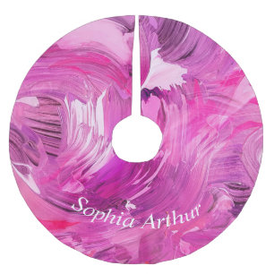 Personalized Abstract Art Purple Pink modern Brushed Polyester Tree Skirt