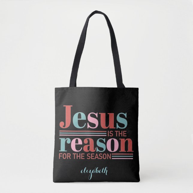 Personalized Abstract Blue & Teal Lines White Dots Tote Bag (Front)