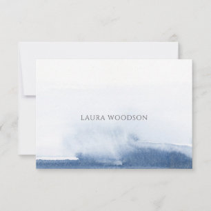 Personalized Abstract Blue Watercolor Card