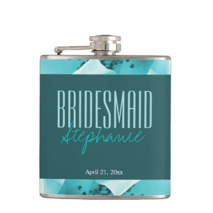 Personalized Abstract Blue & White Florals Hip Flask