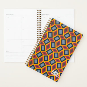 Personalized Abstract Burgundy Geometrical Pattern Planner