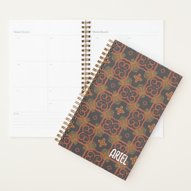 Personalized Abstract Retro Fall Pattern  Planner (Display)