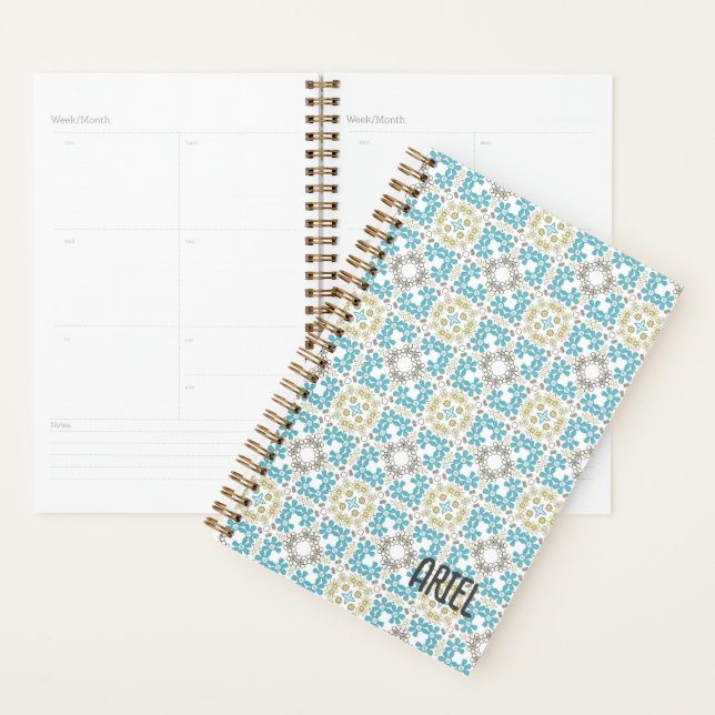 Personalized Abstract Retro Tiled Pattern Planner (Display)