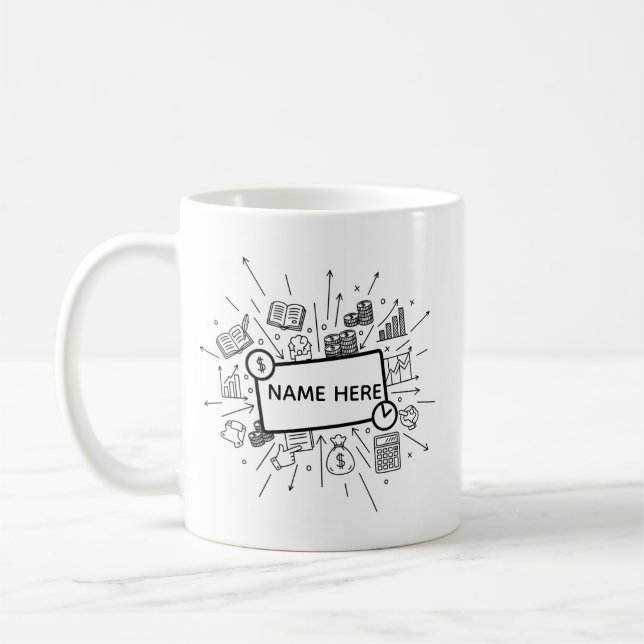 Personalized Accountant Name Minimalist Finance Coffee Mug (Left)