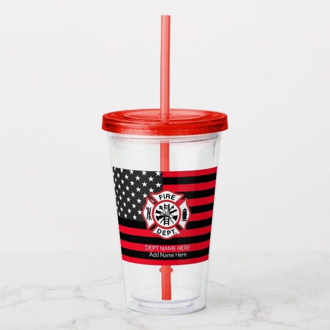 Personalized Add Name Fire Department Acrylic Tumbler (Front)