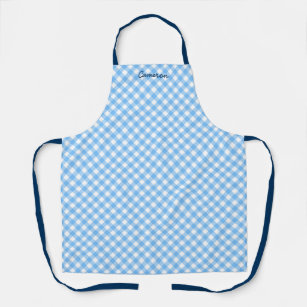 Personalized Add Your Name Baby Blue Gingham Apron