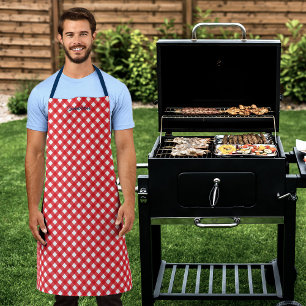 Personalized Add Your Name Red Gingham Apron
